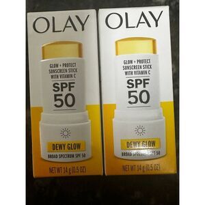 (2)Olay Glow & Protect SPF 50 Face Sunscreen Stick, Fragrance Free